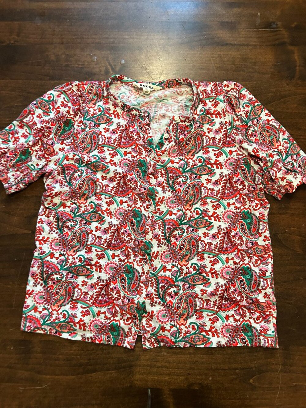 Paisley Print Button-Through Blouse/Top